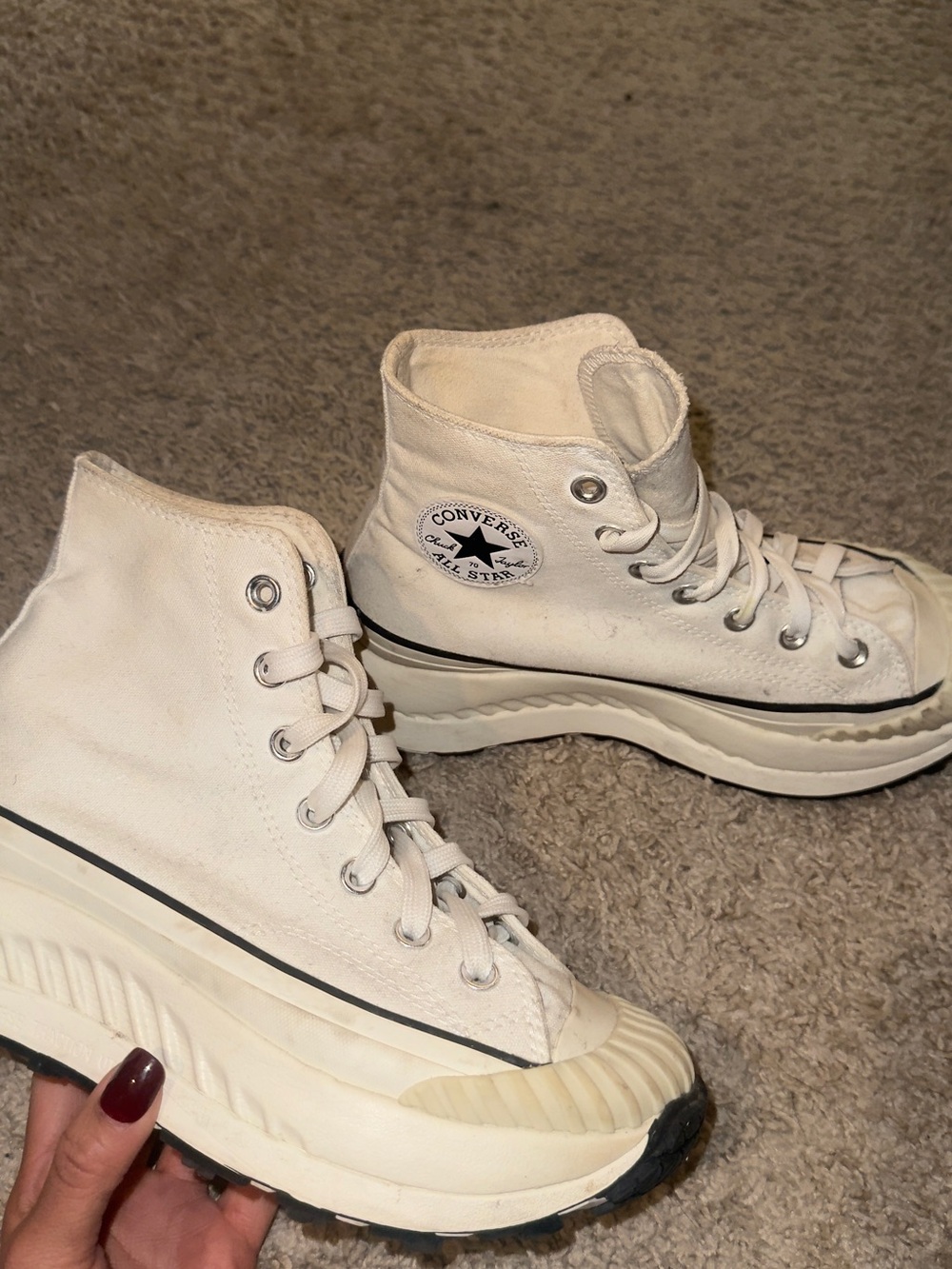 Converse White High-Top Platform Chuck Taylor Sneakers